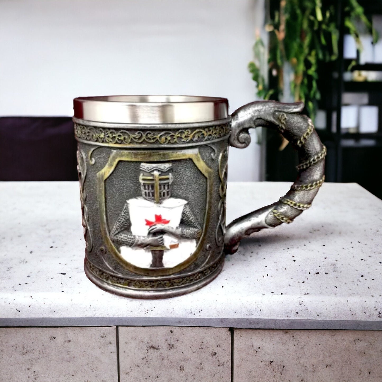 Medieval Knight Templar Crusader Tankard - A Majestic and Ornate Beer Glass Stein for Medieval Table Decor-Osiris Craftworks