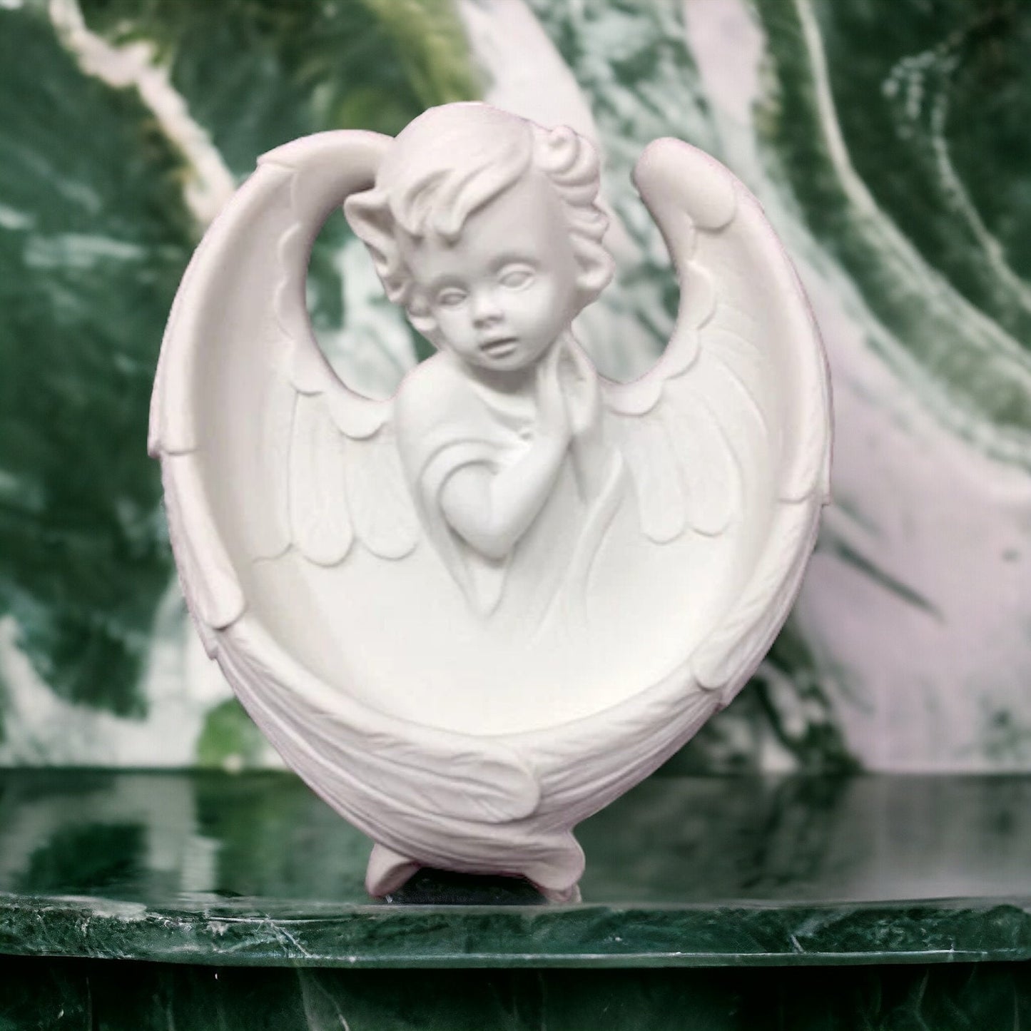 Graceful White Guardian Angel Holy Water Font- Cherub Wall Art - Divine Religious Ornament Decoration-Osiris Craftworks