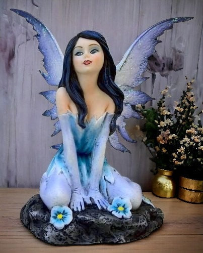 Enchanted Winter Bloom Fairy Figurine, Mystical Fantasy Decor, Whimsical Garden Nymph, Collectible Art Piece, Ethereal Home Ornament-Osiris Craftworks