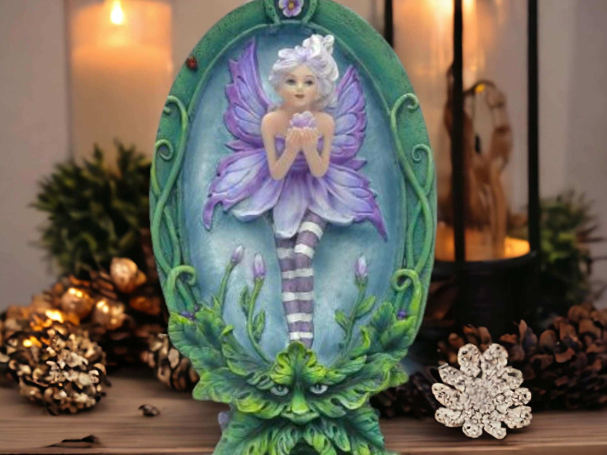 Enchanted Forest Fairy and Green Man Figurine - Whimsical Fairy with Nature Spirit, Mystical Sprite with Guardian, Fantasy Art Sculpture-Osiris Craftworks