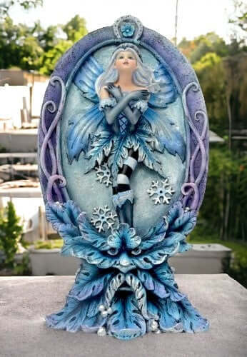 Winter Whispers Fairy and Green Man Figurine Enchantress, Frosty Fae & Guardian Spirit, Seasonal Magic Sculpture, Fantasy Art Ethereal Decor-Osiris Craftworks