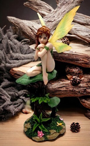 Whimsical Woodland Fairy Figurine, Thoughtful Forest Nymph, Resin Enchantment, Mystical Nature Sprite, Serene Fantasy Collectible Home Decor-Osiris Craftworks