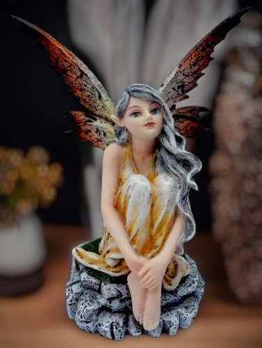 Enchanting Autumnal Fairy Figurine, Mystical Winged Sprite, Elegant Fantasy Decor, Nature Ethereal Forest Nymph, Home Enchantment Statue-Osiris Craftworks