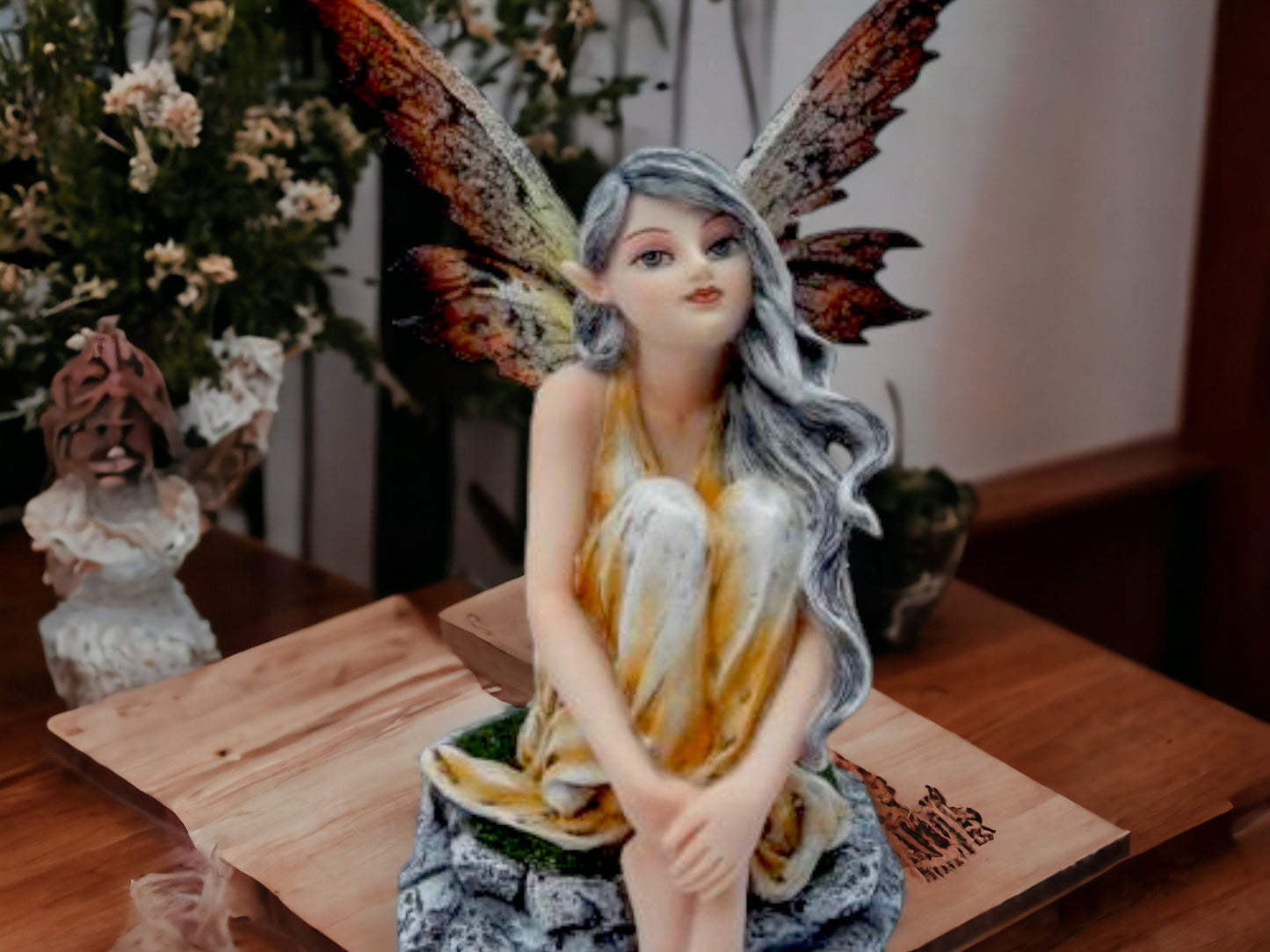 Enchanting Autumnal Fairy Figurine, Mystical Winged Sprite, Elegant Fantasy Decor, Nature Ethereal Forest Nymph, Home Enchantment Statue-Osiris Craftworks