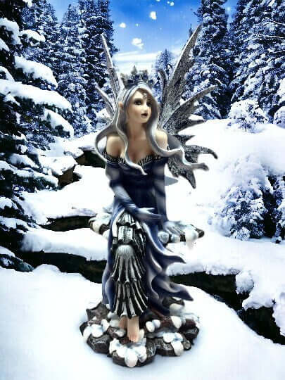 Blue Sitting Winter Fairy Figurine Statue Ornament Mythical Creature Collection Hand Made from Resin-Osiris Craftworks