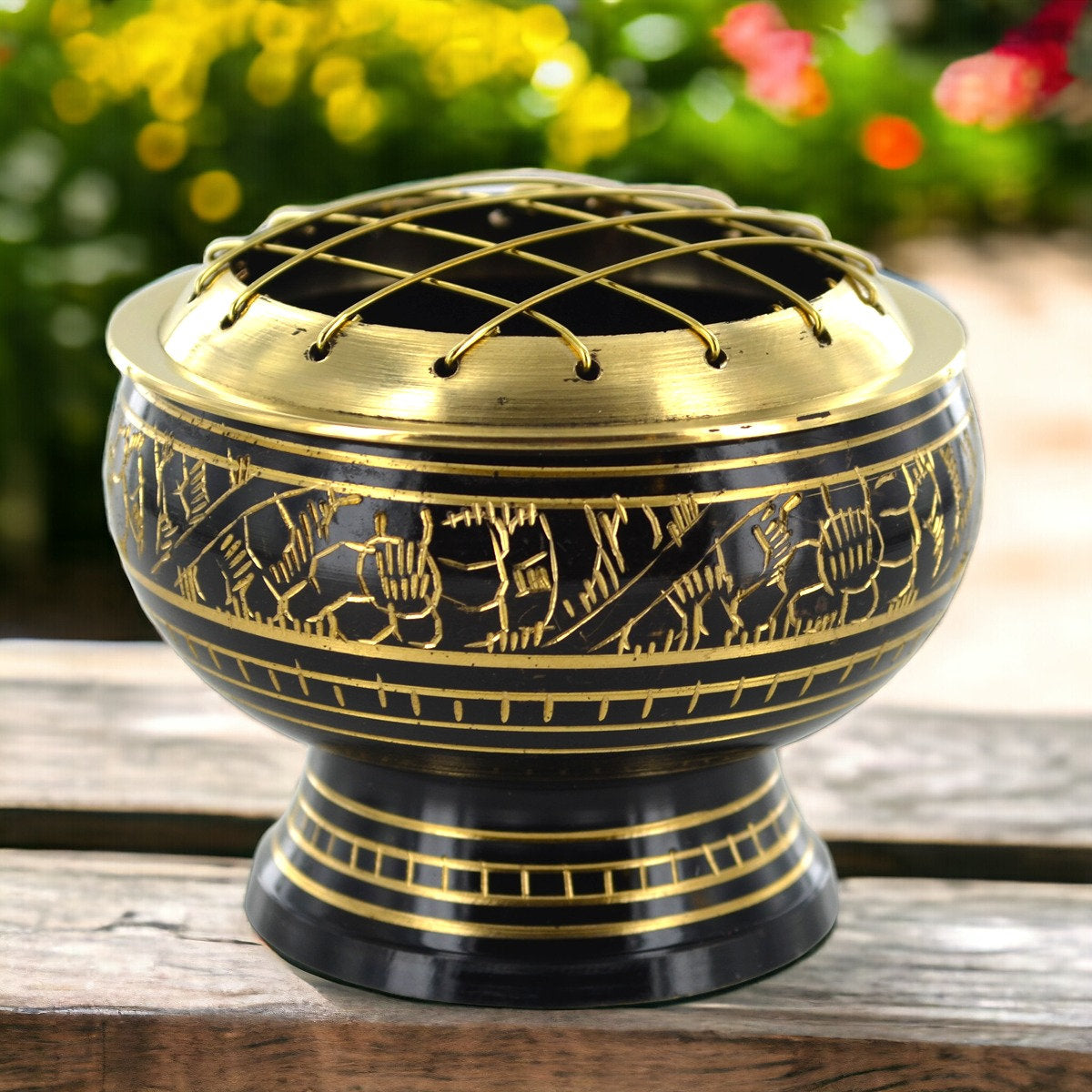 Engraved Metal Incense Burner | Handcrafted Aromatic Holder | Exotic Home Decor Ritual Burner | Mystical Aromatherapy Accessory