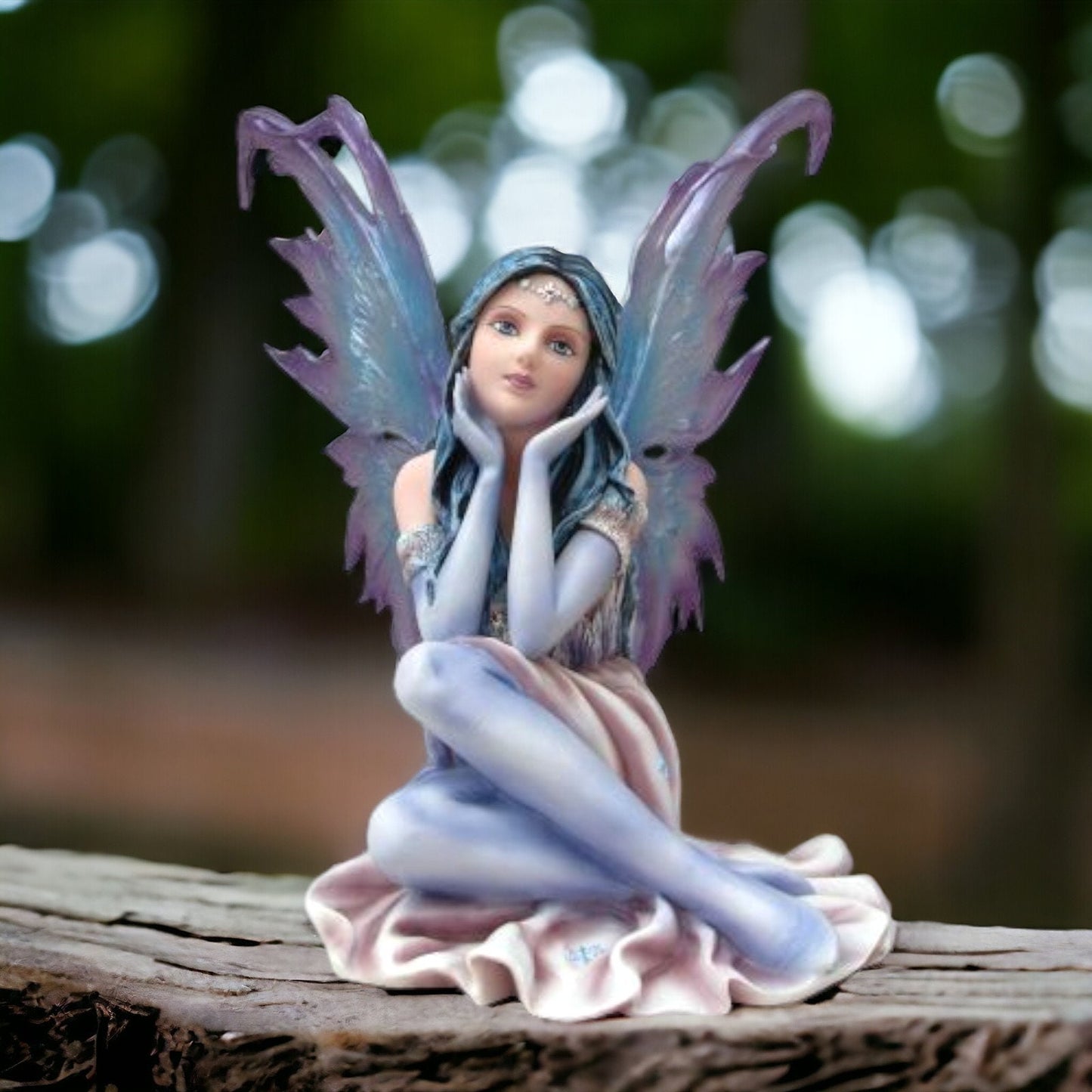 Twilight Fairy Figurine, Ethereal Purple Winged Nymph, Enchanted Fantasy Decor, Mystical Art, Graceful Home Accent, Dreamy Fairy Sculpture-Osiris Craftworks