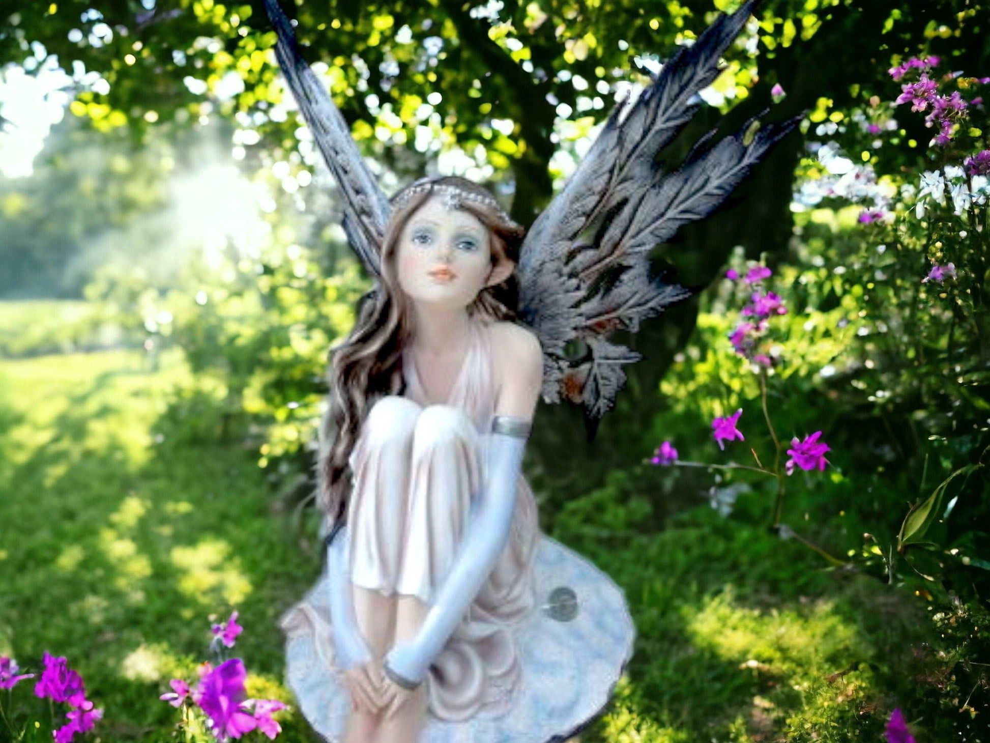 Angelic Fairy Figurine Large Statue, Ethereal Guardian Fairy Sculpture, Serene Home Decor, Inspirational Fantasy Art, Elegant Winged Fairy-Osiris Craftworks