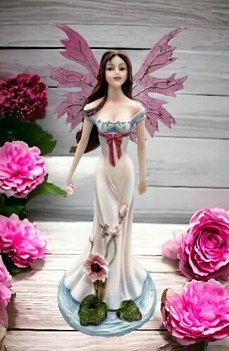 Elegant Spring Blossom Fairy Statue, Ethereal Graceful Flower Spirit Figurine, Enchanted Faerie Collectible, Whimsical Home Décor Piece-Osiris Craftworks