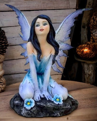 Enchanted Winter Bloom Fairy Figurine, Mystical Fantasy Decor, Whimsical Garden Nymph, Collectible Art Piece, Ethereal Home Ornament-Osiris Craftworks