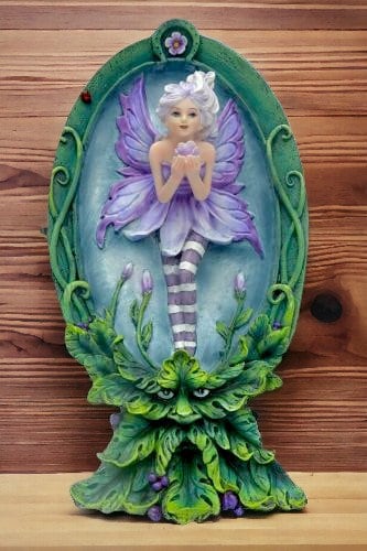 Enchanted Forest Fairy and Green Man Figurine - Whimsical Fairy with Nature Spirit, Mystical Sprite with Guardian, Fantasy Art Sculpture-Osiris Craftworks