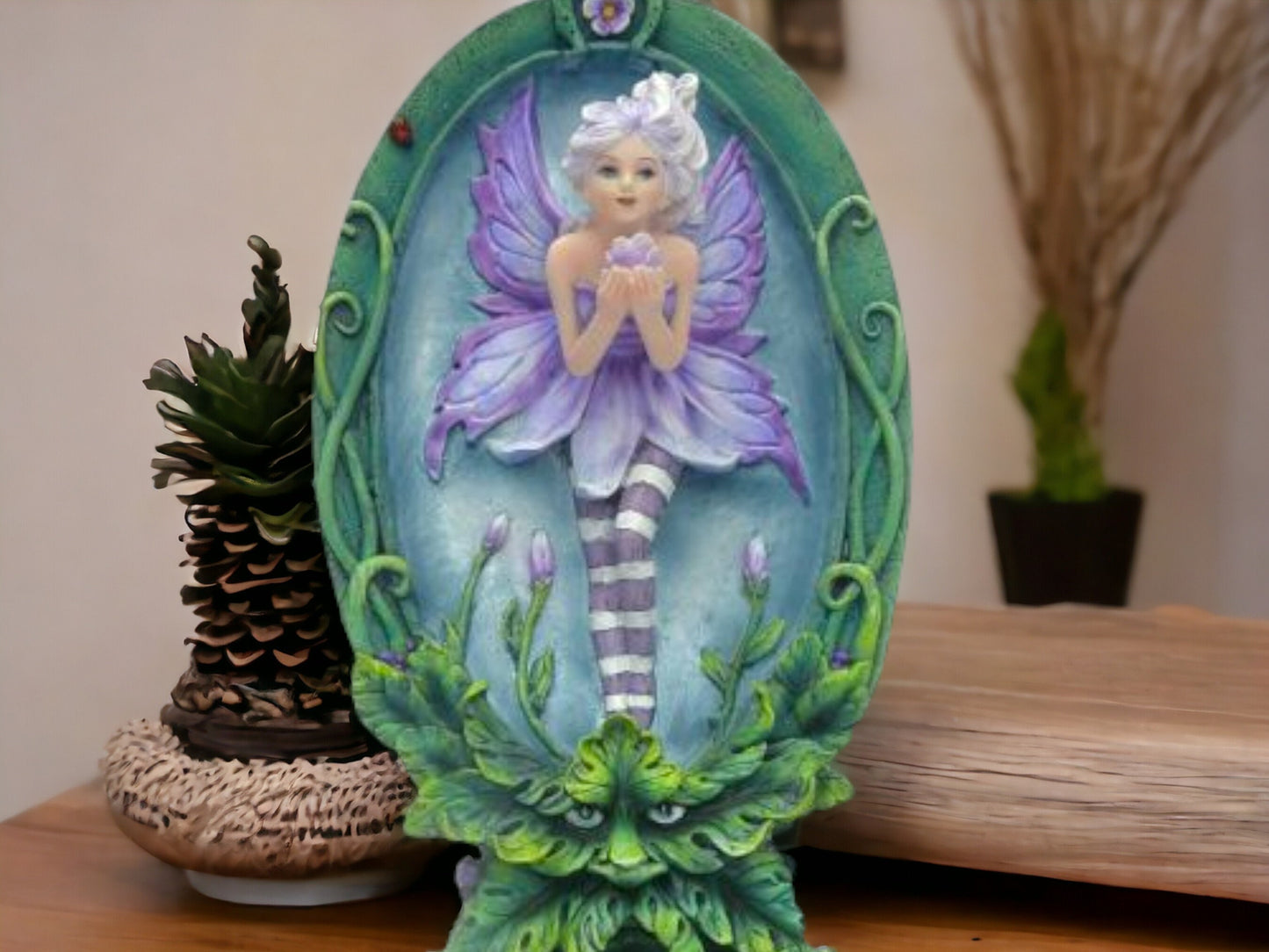 Enchanted Forest Fairy and Green Man Figurine - Whimsical Fairy with Nature Spirit, Mystical Sprite with Guardian, Fantasy Art Sculpture-Osiris Craftworks