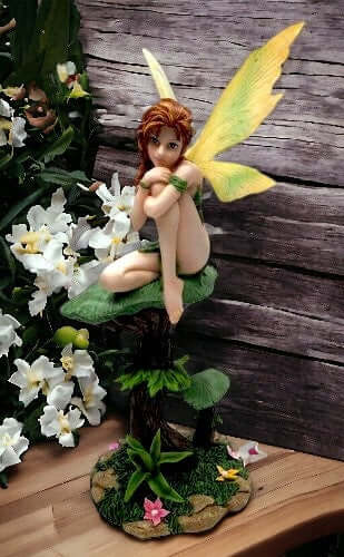 Whimsical Woodland Fairy Figurine, Thoughtful Forest Nymph, Resin Enchantment, Mystical Nature Sprite, Serene Fantasy Collectible Home Decor-Osiris Craftworks