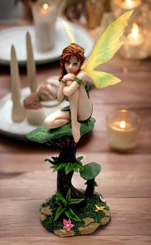 Whimsical Woodland Fairy Figurine, Thoughtful Forest Nymph, Resin Enchantment, Mystical Nature Sprite, Serene Fantasy Collectible Home Decor-Osiris Craftworks