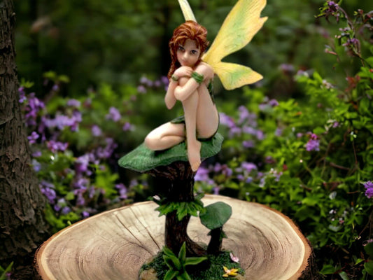 Whimsical Woodland Fairy Figurine, Thoughtful Forest Nymph, Resin Enchantment, Mystical Nature Sprite, Serene Fantasy Collectible Home Decor-Osiris Craftworks