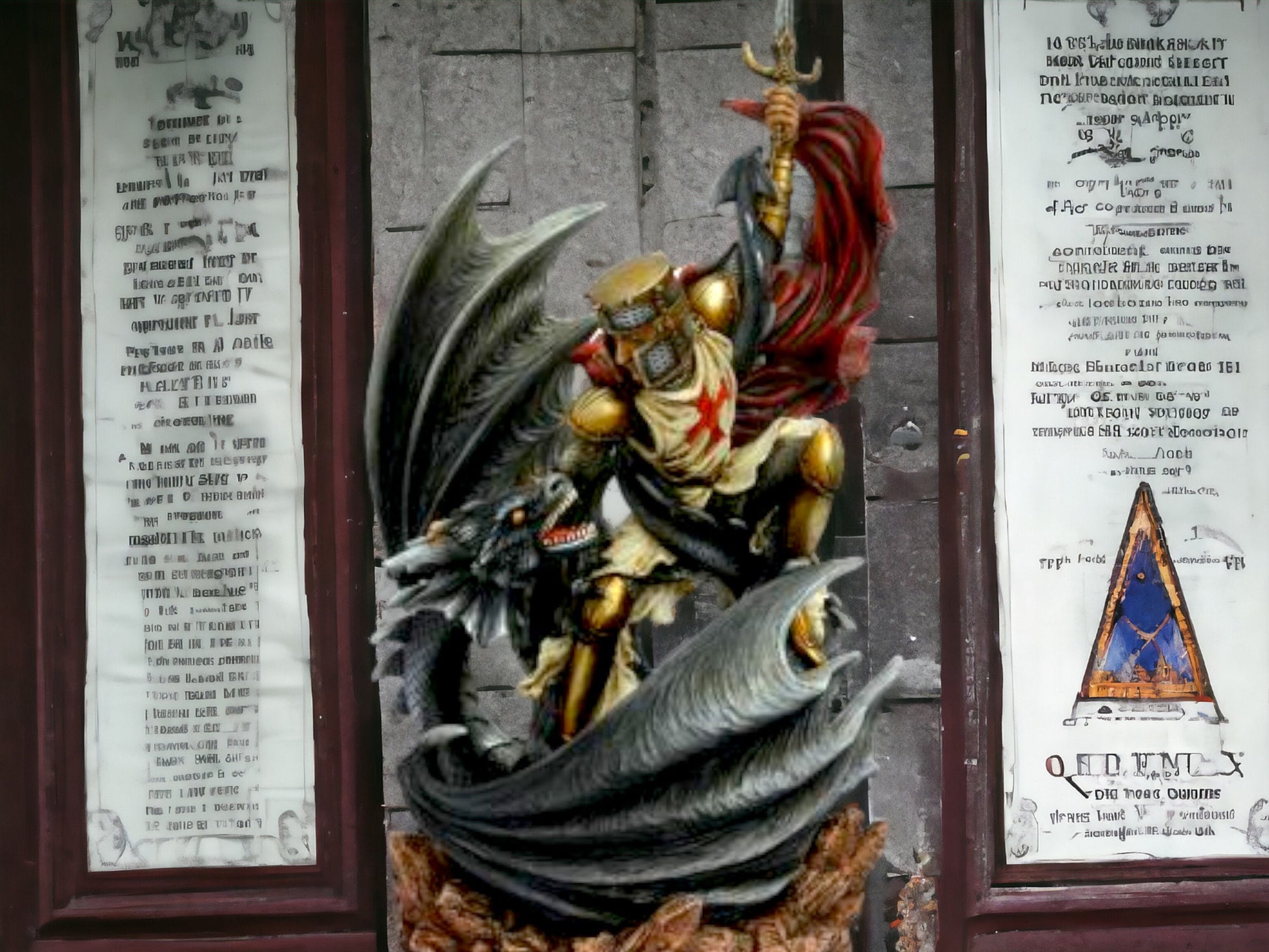 Valiant Templar Knight vs Dragon Statue, Medieval Battle Sculpture, Gothic Home Accent, Legendary Figurine, Epic Tabletop Display-Osiris Craftworks