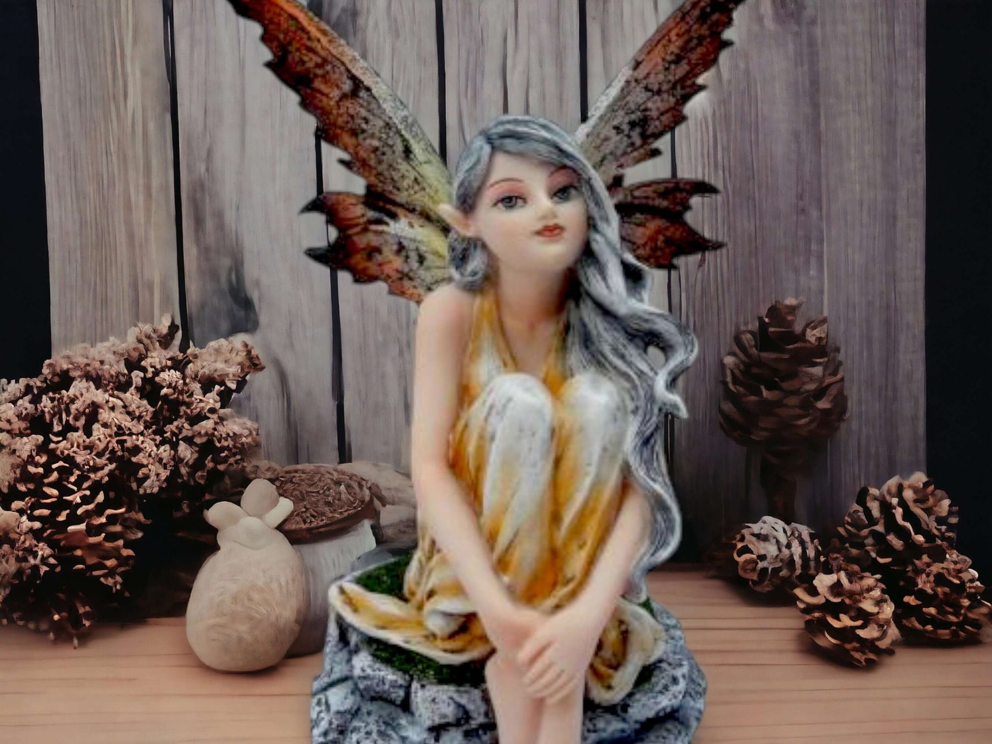 Enchanting Autumnal Fairy Figurine, Mystical Winged Sprite, Elegant Fantasy Decor, Nature Ethereal Forest Nymph, Home Enchantment Statue-Osiris Craftworks