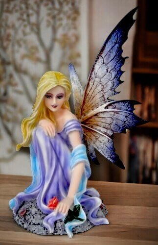 Serene Fairy Figurine, Delicate Flower Faerie, Peaceful Fantasy Decor, Whimsical Home Accent, Enchanting Collectible, Floral Sprite Statue-Osiris Craftworks