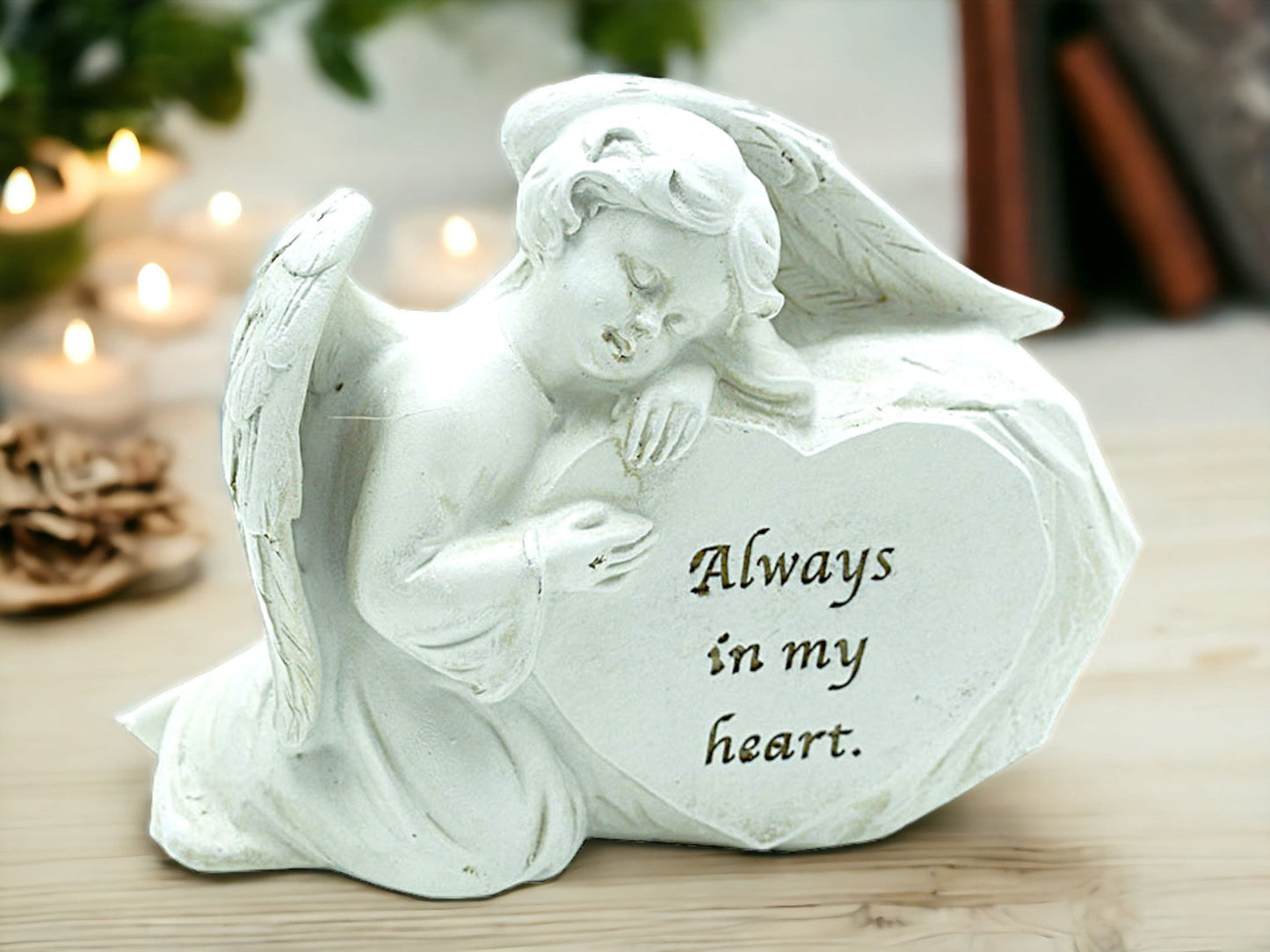 Memorial Angel Heart Plaque, Peaceful Angel Garden Ornament, Sympathy Grave Marker Sculpture, Loving Remembrance Decor-Osiris Craftworks