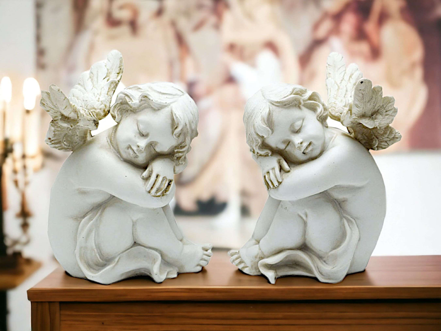 Angelic Grace - Pair of Cherubs Statues, Angel Ornaments, Garden or Graveside Decor, Peaceful Cherubim Figurines, Ethereal Divine Guardians-Osiris Craftworks