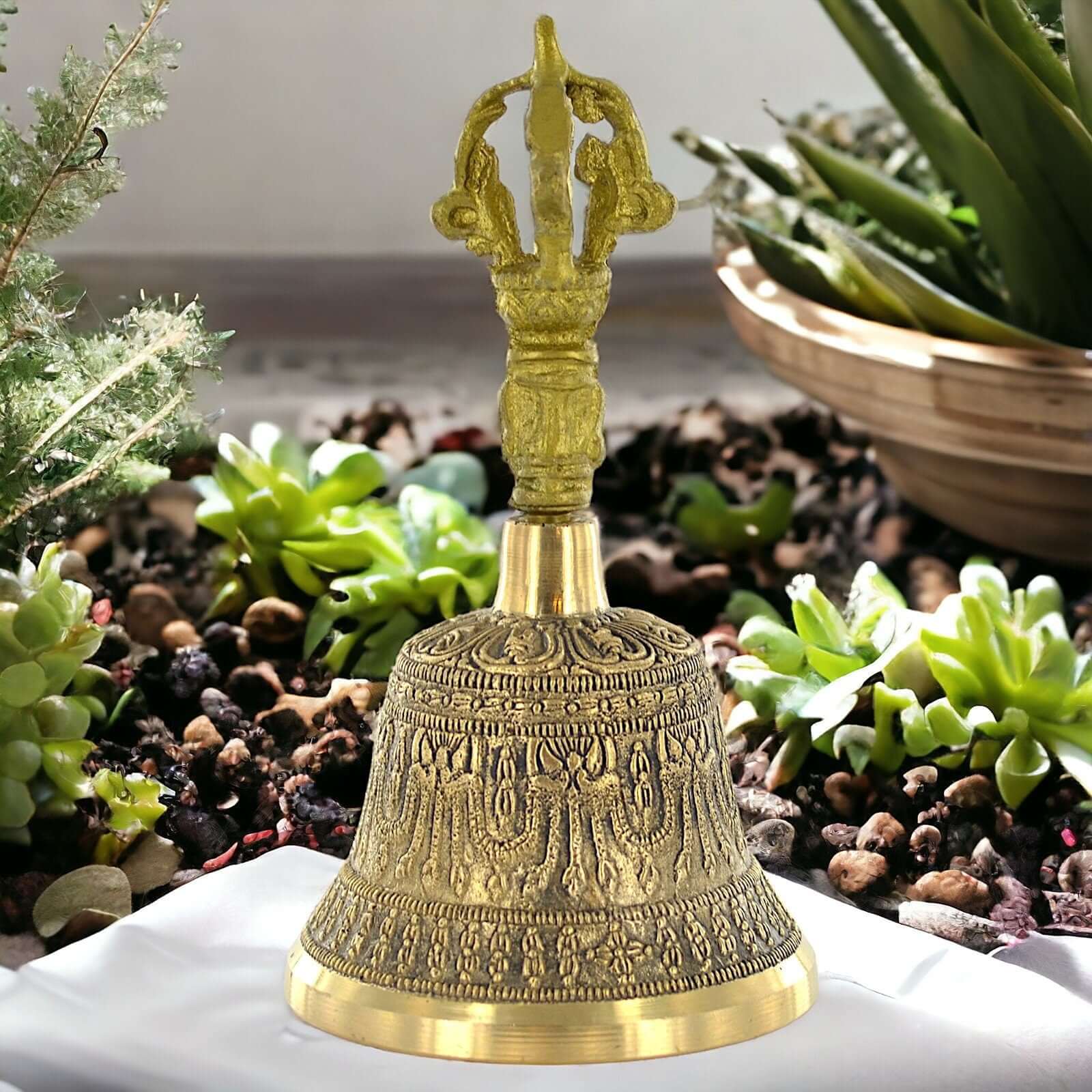 Tibetan Handcrafted Brass Bell, Spiritual Meditation Sound, Traditional Buddhist Ritual Instrument Peaceful Chime for Mindfulness and Prayer-Osiris Craftworks