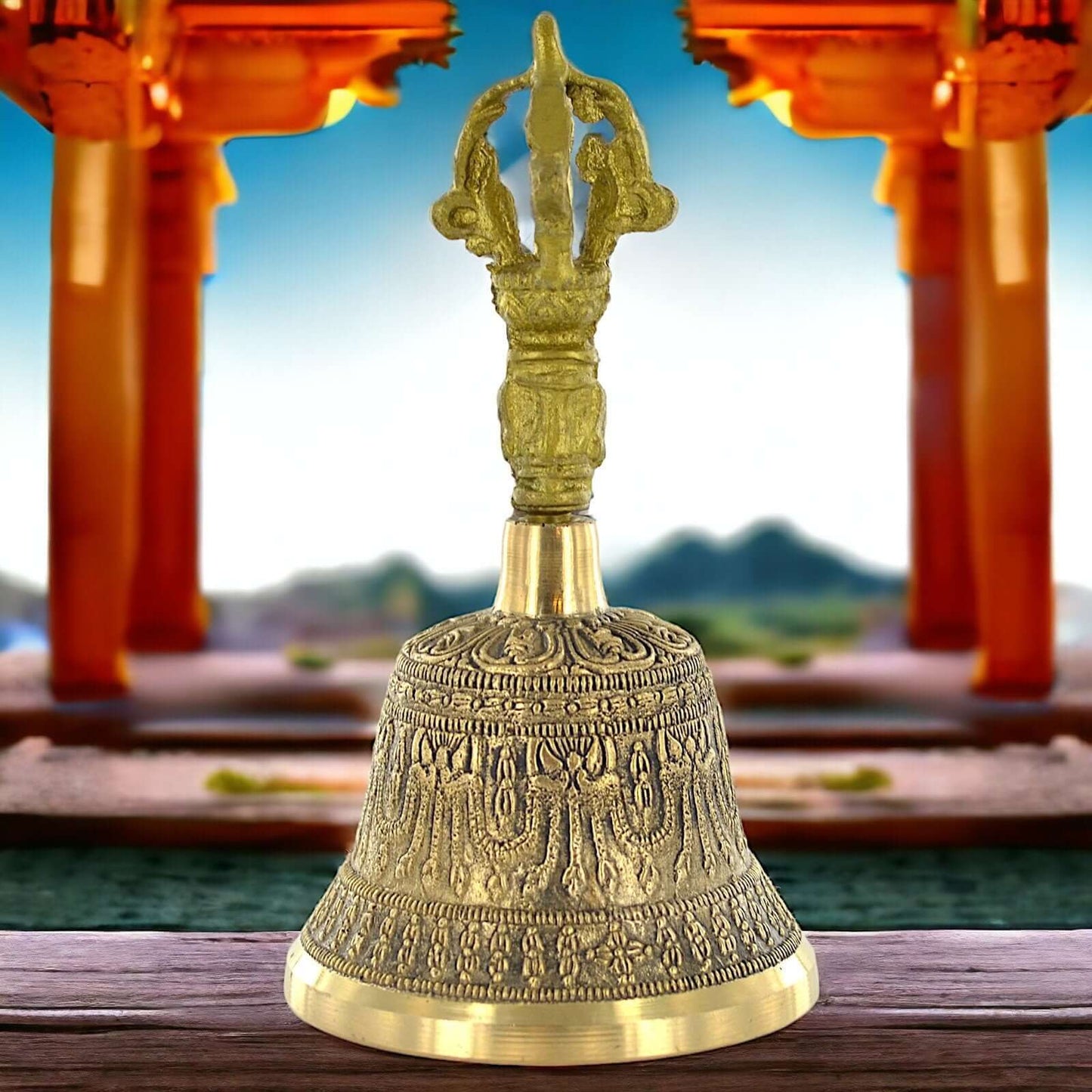 Tibetan Handcrafted Brass Bell, Spiritual Meditation Sound, Traditional Buddhist Ritual Instrument Peaceful Chime for Mindfulness and Prayer-Osiris Craftworks