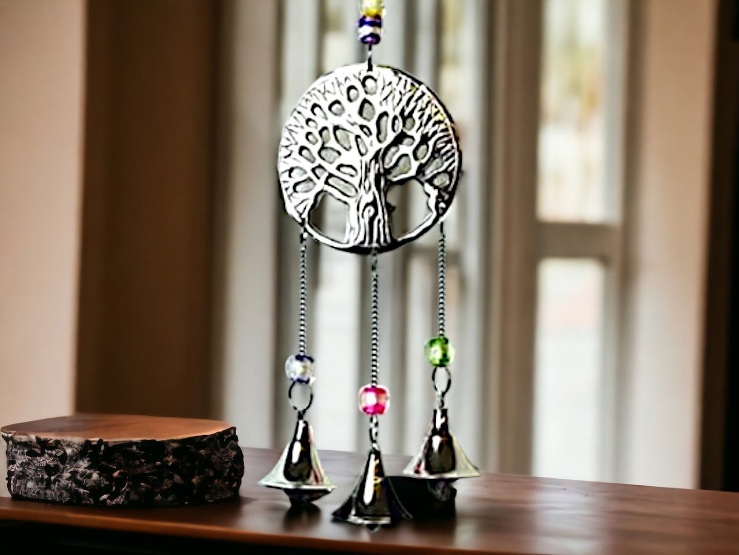 Tree of Life Wind Chime, Handcrafted Metal Wall Hanging, Wiccan Pagan Home Decor, Spiritual Outdoor Garden Art, Harmonious Bells-Osiris Craftworks