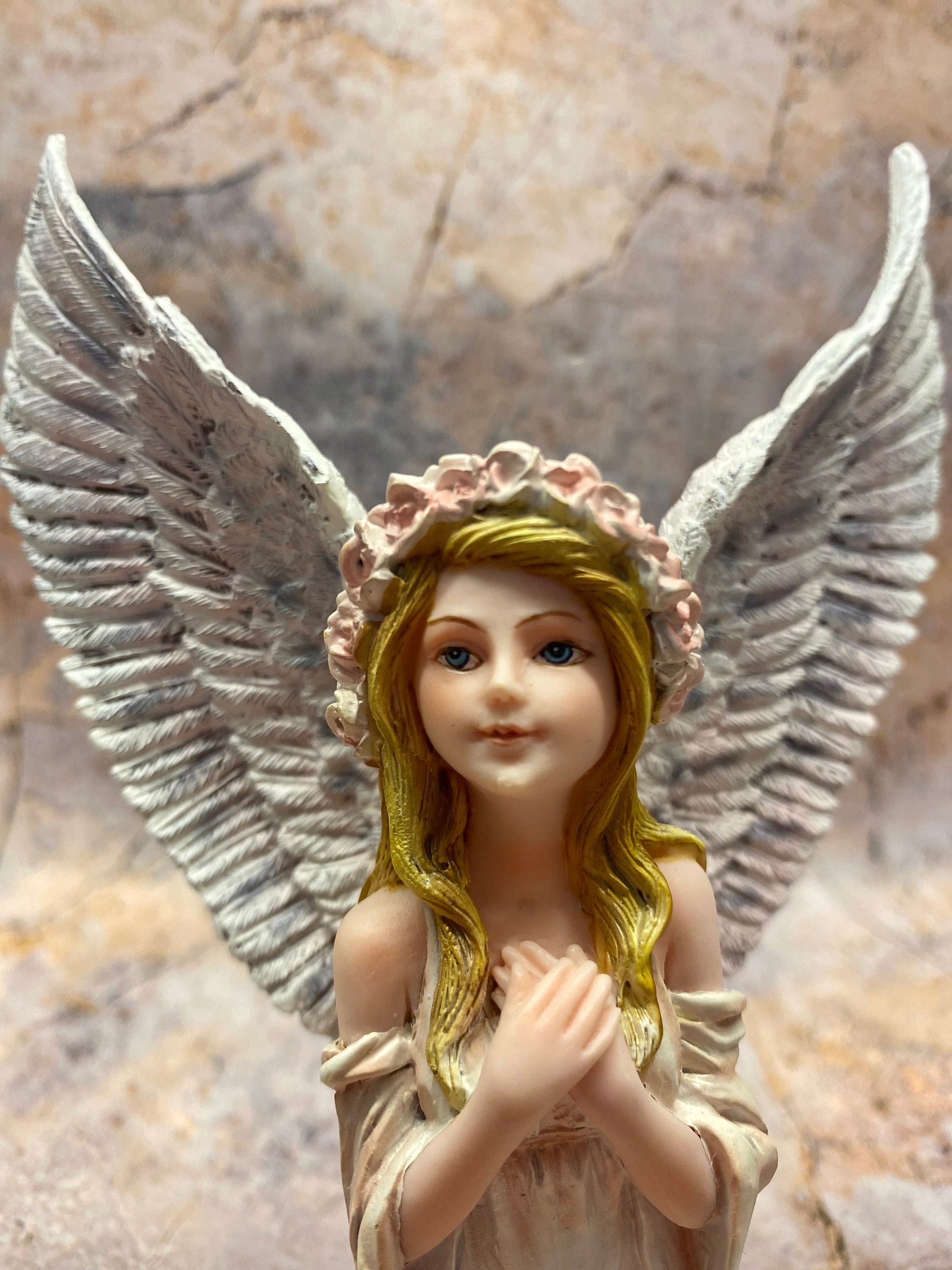 Serene Angelic Prayer Statue, Graceful Angel Figurine, Peaceful Winged Seraph, Inspirational Religious Decor, Spiritual Angelic Presence-Osiris Craftworks