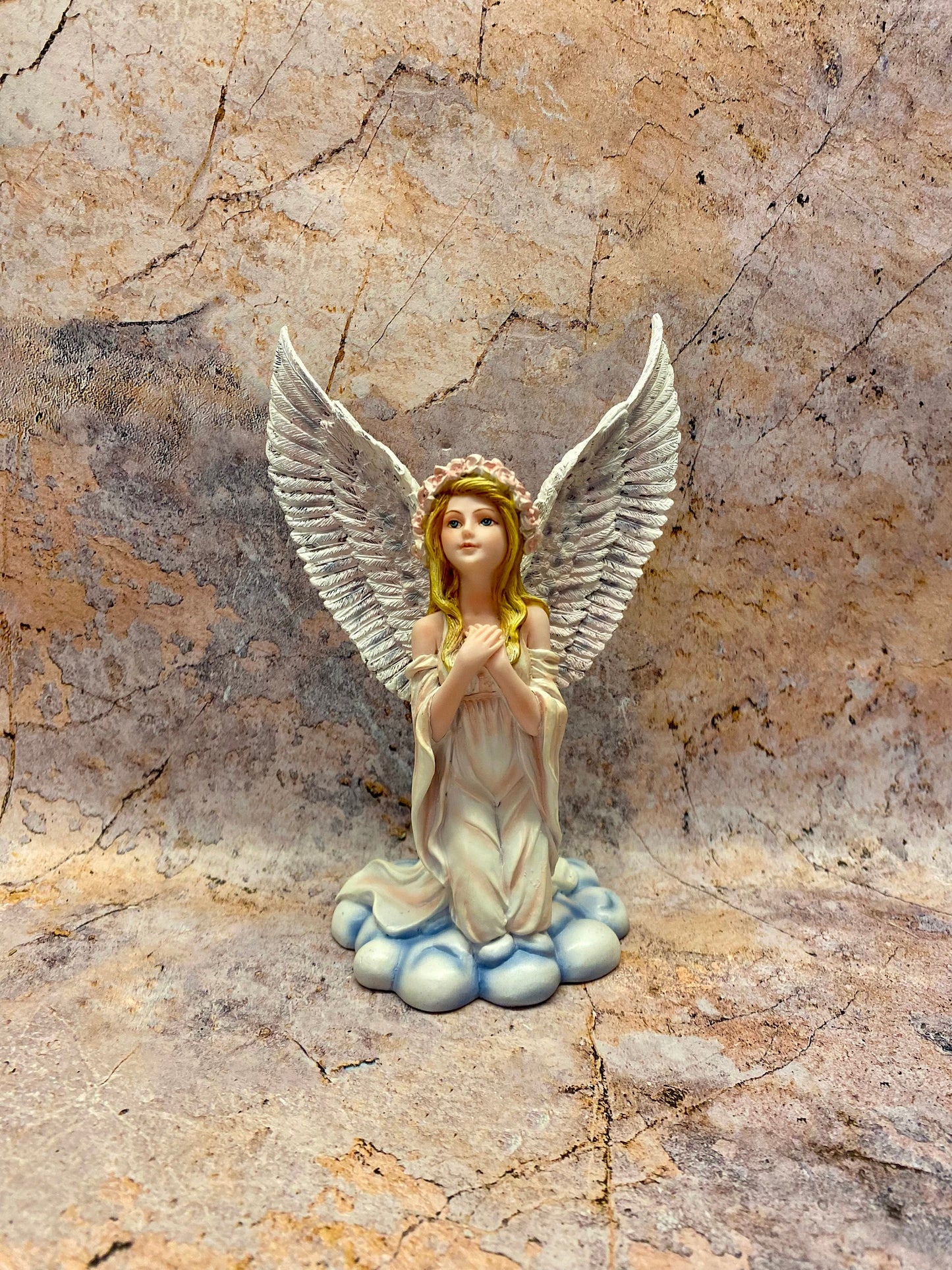 Serene Angelic Prayer Statue, Graceful Angel Figurine, Peaceful Winged Seraph, Inspirational Religious Decor, Spiritual Angelic Presence-Osiris Craftworks