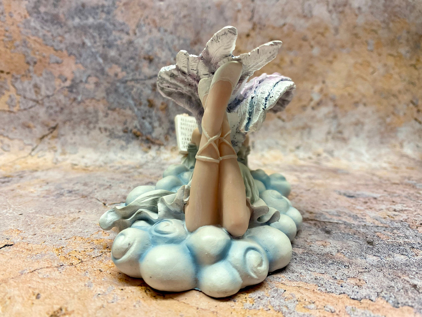 Serenity Angel Reading on Cloud Figurine, Tranquil Bookworm Cherub, Heavenly Librarian Sculpture, Peaceful Reading Nook Decor Literate Angel-Osiris Craftworks