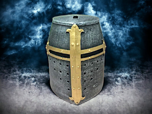 Medieval Knight Helmet Money Box, Unique Piggy Bank, Historical Armor Design, Chivalry-Inspired Savings Bank, Decorative Gothic Ornament-Osiris Craftworks