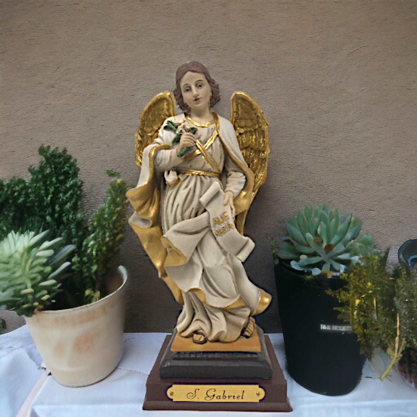 Archangel Gabriel Statue - Messenger of God, Resin Angel Figurine, Religious Sculpture, Inspirational Christian Decor, Spiritual Guardian-Osiris Craftworks