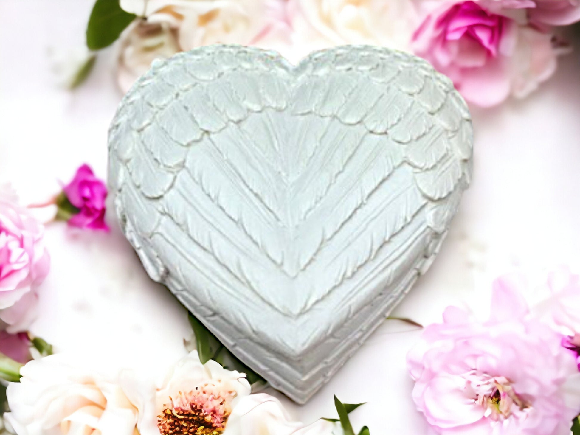 Heavenly Angel Wings Heart Box, Resin Trinket Box, Love and Cherish Keepsake Holder, Spiritual Home Decor, Memorial Gift Idea-Osiris Craftworks