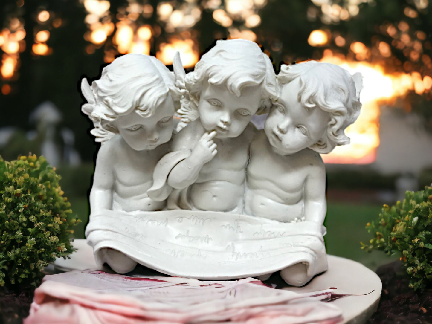 Whispering Trio of Cherubs Figurine, Enchanting Resin Angel Statue, Thoughtful Cherub Sculpture, Seraphic Friends, Ethereal Nursery Decor-Osiris Craftworks