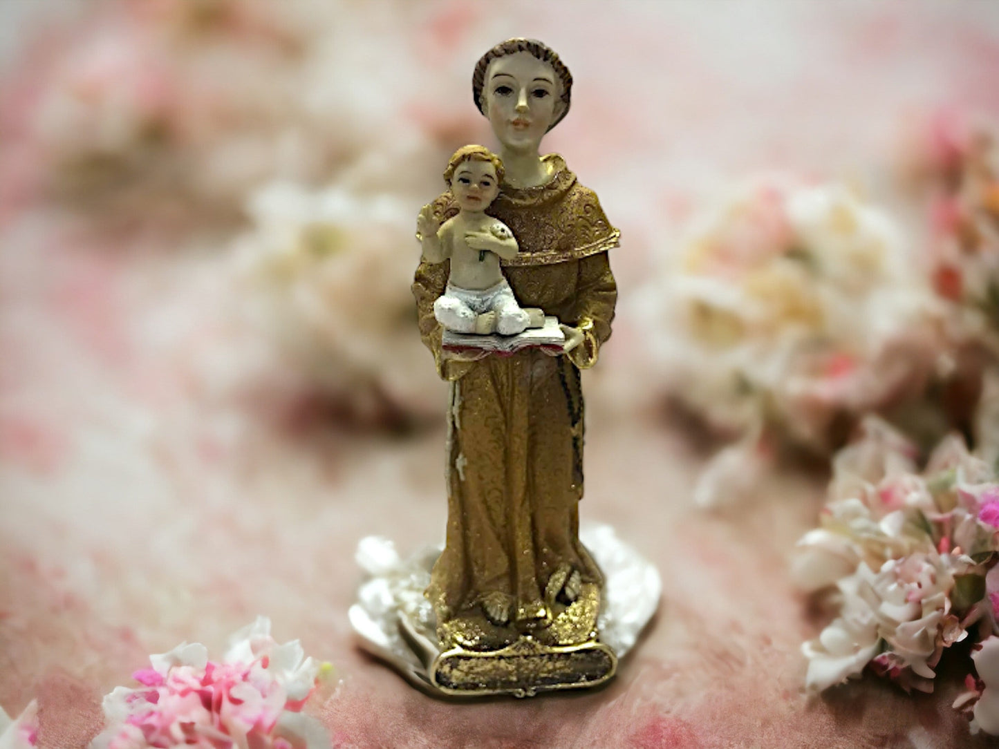 St Anthony with Child Jesus Statue, Catholic Figurine Religious Ornament Sculpture, Spiritual Decor Patron Saint Anthony, Devotional Art-Osiris Craftworks