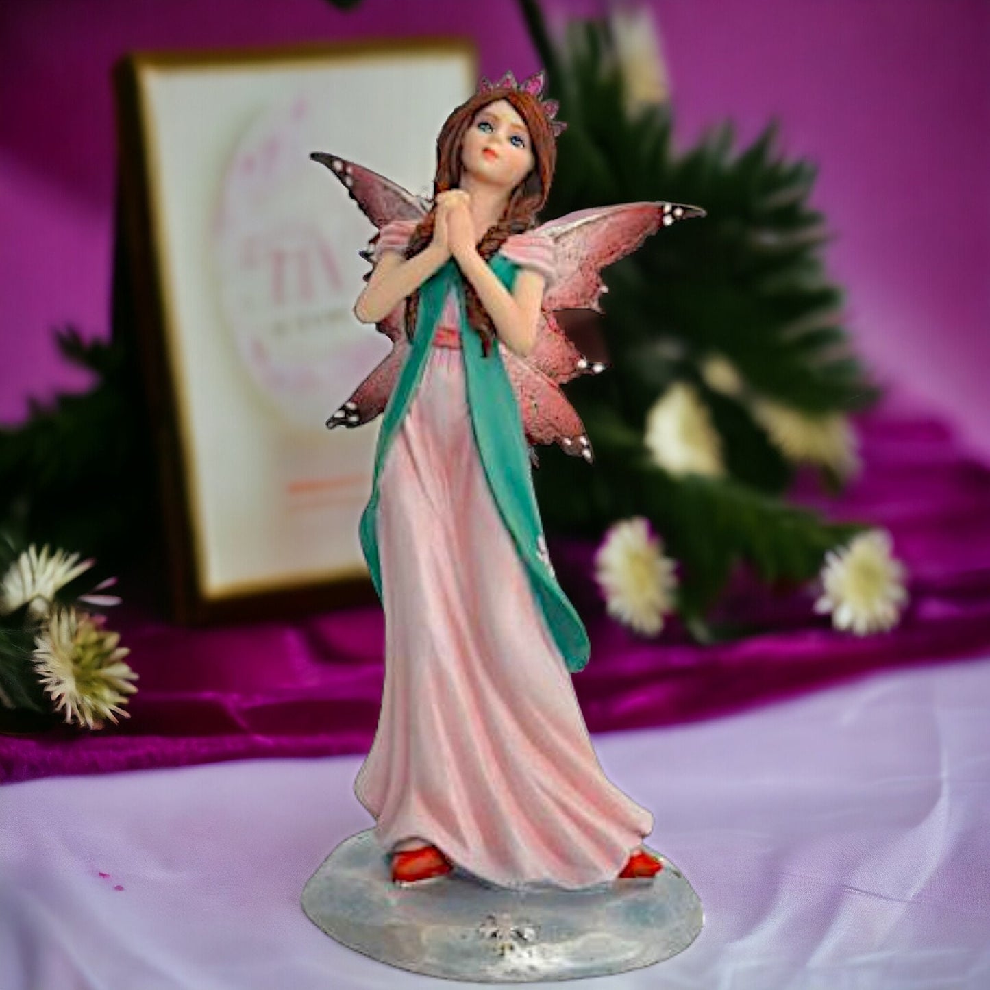 Enchanted Pink Fairy Princess Figurine, Fantasy Statue Home Decor Collectible, Ethereal Mystical Gift Fairy Art, Majestic Princess Sculpture-Osiris Craftworks