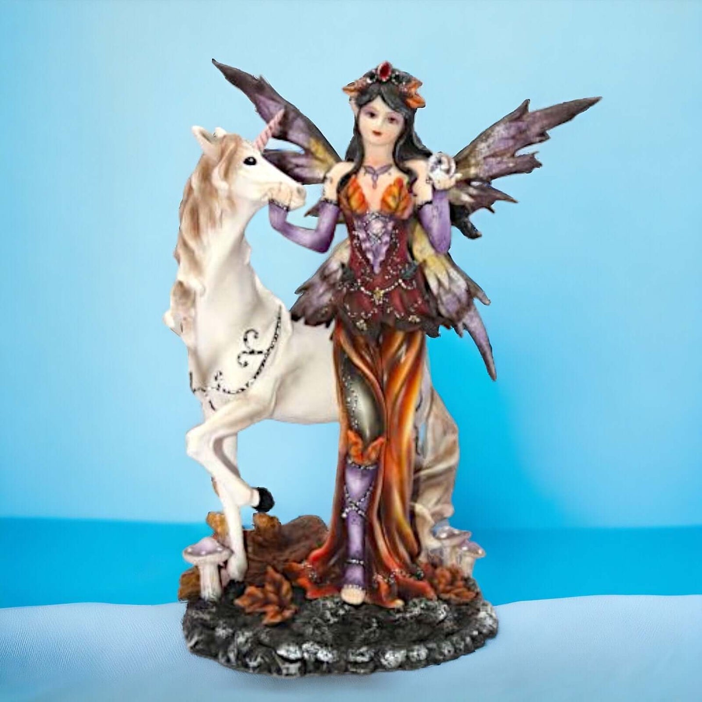 Enchanted Forest Fairy and Majestic Unicorn Figurine, Mystical Sculpture, Magical Statue Home Decor, Whimsical Fantasy Art Collectible-Osiris Craftworks