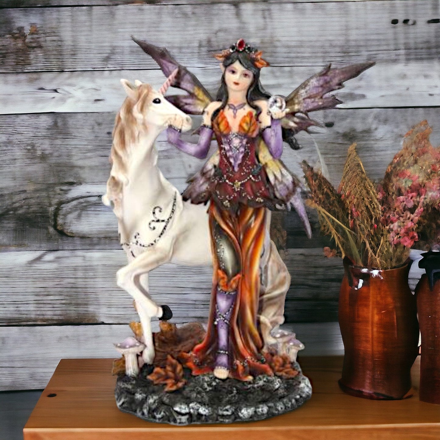 Enchanted Forest Fairy and Majestic Unicorn Figurine, Mystical Sculpture, Magical Statue Home Decor, Whimsical Fantasy Art Collectible-Osiris Craftworks