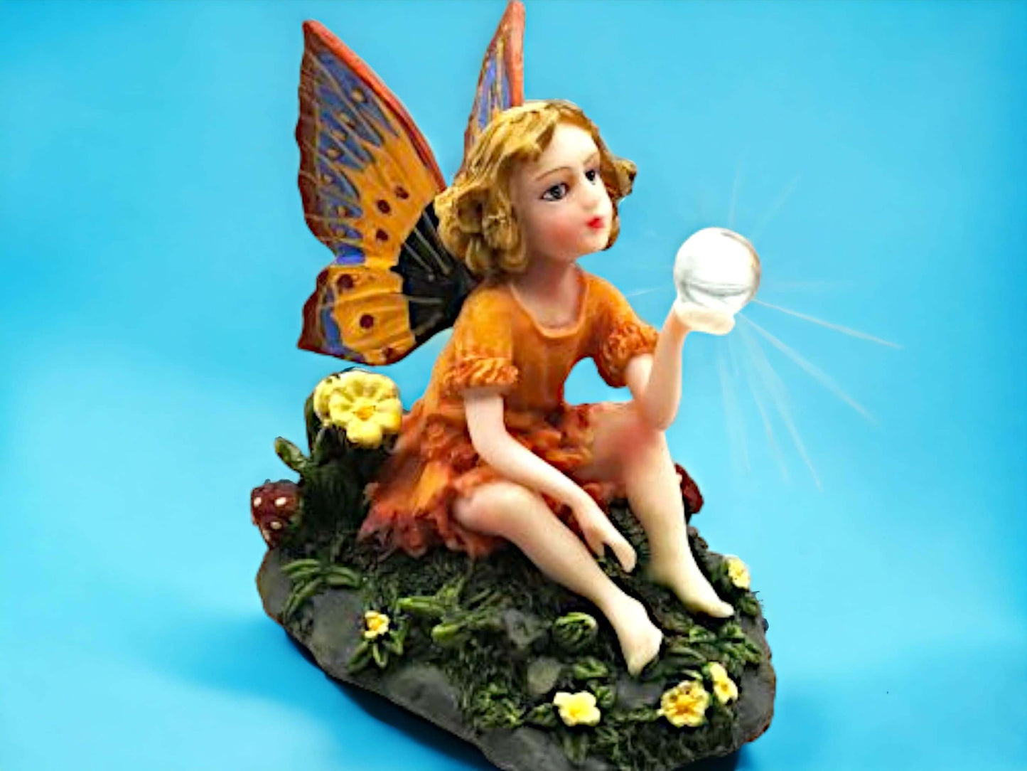 Enchanting Autumn Fairy with Crystal Ball Figurine, Mystical Sculpture Fairy Collectible, Magical Home Decor, Whimsical Fantasy Art Ornament-Osiris Craftworks