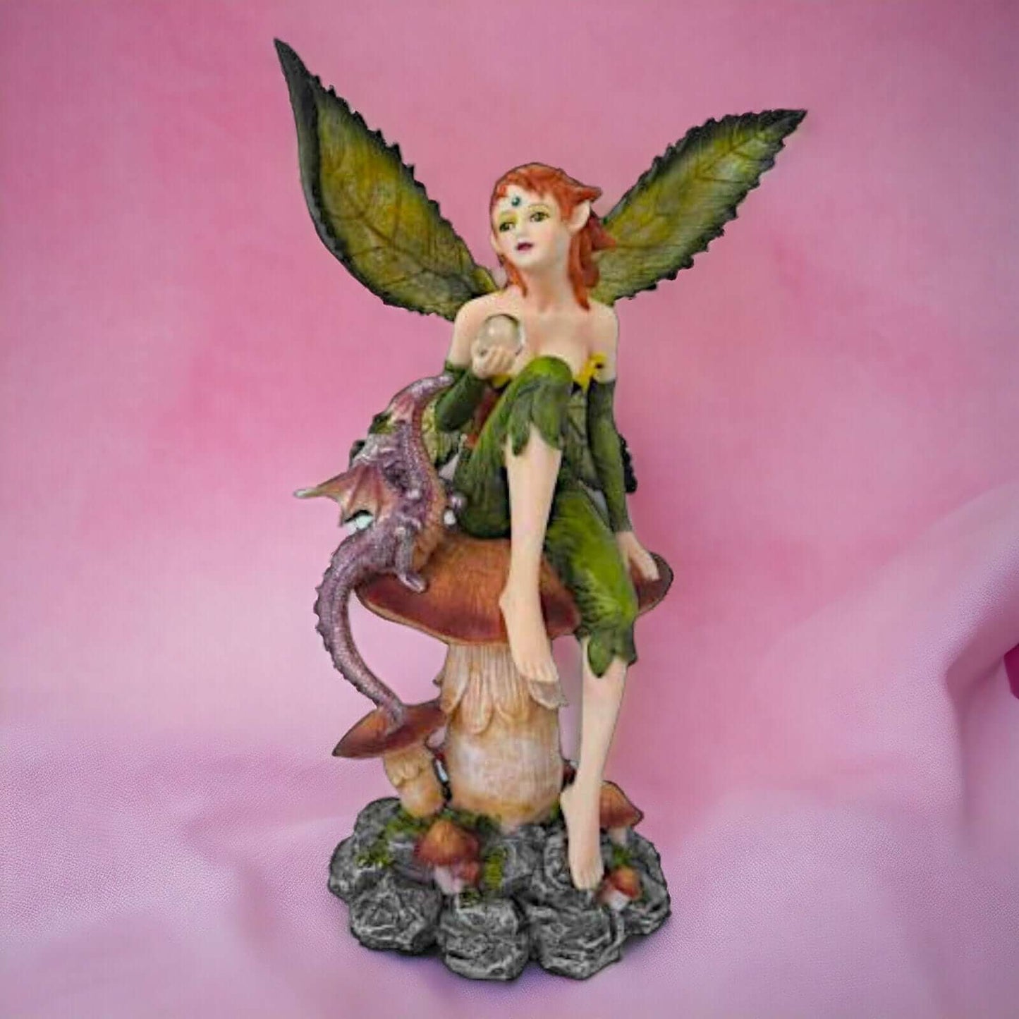 Whimsical Forest Fairy with Dragon Companion Statue, Mythical Figurine, Enchanted Woodland Decor, Fantasy Creature Art, Unique Gift Idea-Osiris Craftworks