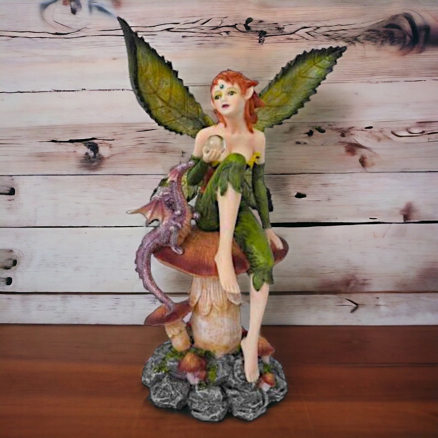 Whimsical Forest Fairy with Dragon Companion Statue, Mythical Figurine, Enchanted Woodland Decor, Fantasy Creature Art, Unique Gift Idea-Osiris Craftworks