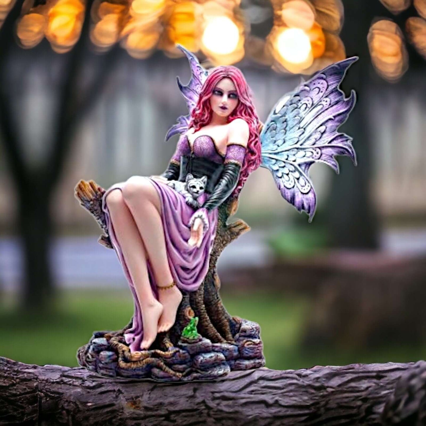 Seductive Gothic Fairy Statue, Majestic Forest Throne, Enchanting Figurine, Fantasy Enchantress Fae, Mystical Decor, Magical Realm Accent-Osiris Craftworks