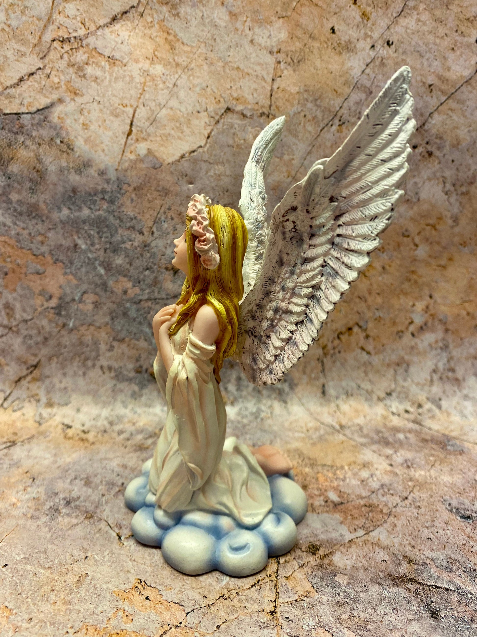 Serene Angelic Prayer Statue, Graceful Angel Figurine, Peaceful Winged Seraph, Inspirational Religious Decor, Spiritual Angelic Presence-Osiris Craftworks