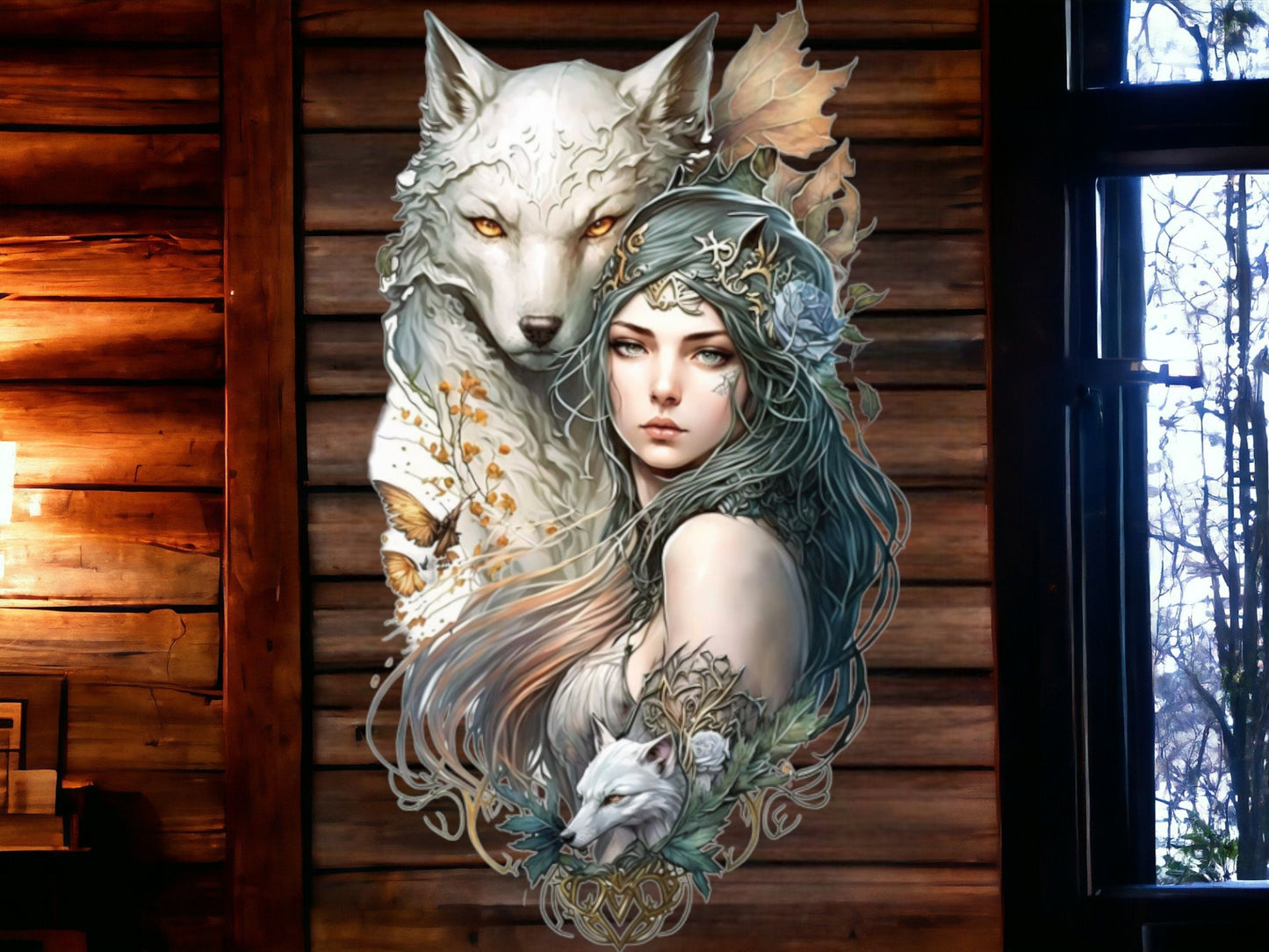 Enchanting Wolf Guardian Metal Wall Sign - Majestic Fantasy Art Decor, Mystical Nature-Inspired Home Accent-Osiris Craftworks