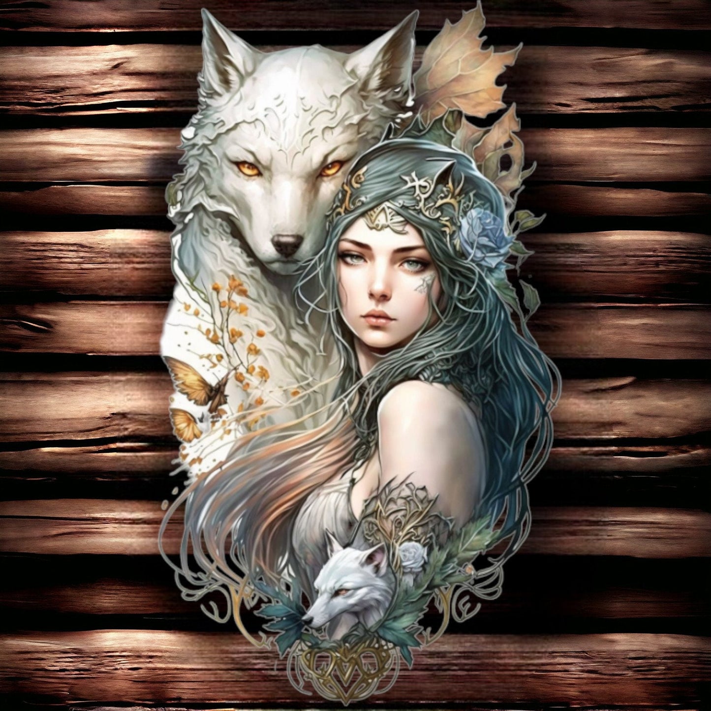 Enchanting Wolf Guardian Metal Wall Sign - Majestic Fantasy Art Decor, Mystical Nature-Inspired Home Accent-Osiris Craftworks