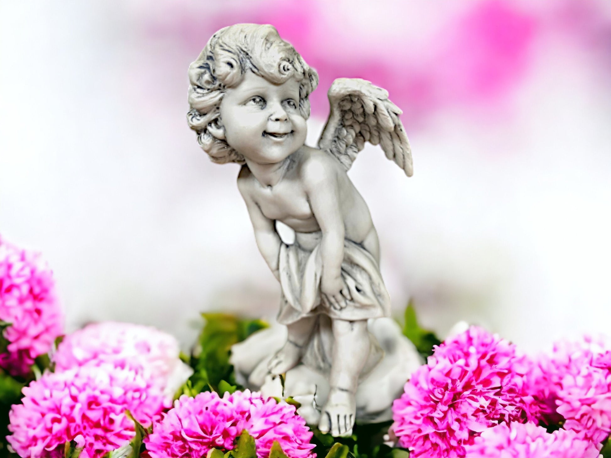 Cherubic Angel Figurine | Resin Statue Indoor/Outdoor Garden Decor | Classic Cherub Sculpture | Boxed Angelic Ornament-Osiris Craftworks