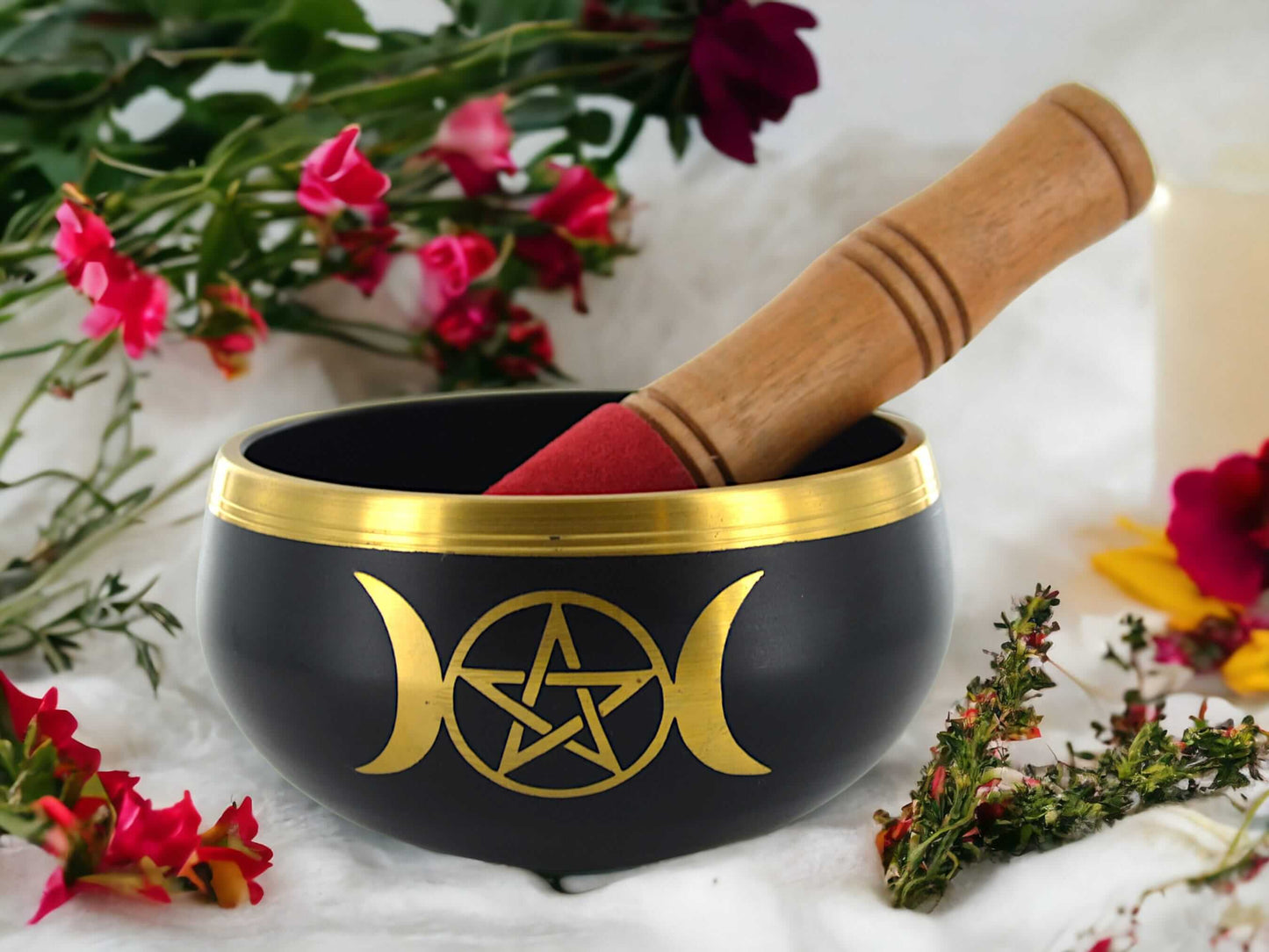 Enchanting Triple Moon Goddess Singing Bowl - Meditation and Sound Healing Instrument, Ritual Bowl Spiritual Decor, Wiccan & Pagan Altar-Osiris Craftworks