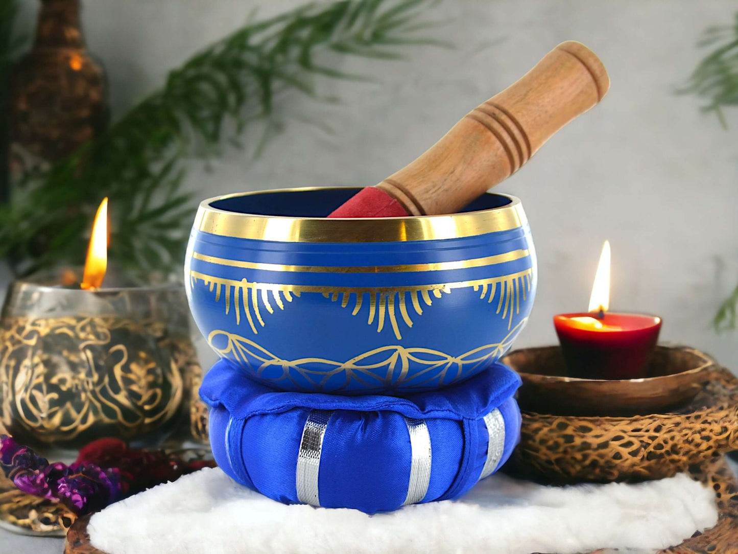 Flower of Life Singing Bowl, Tibetan Sound Healing, Meditation Chakra Balancing, Mindfulness Gift Metal Singing Bowl with Wooden Striker-Osiris Craftworks