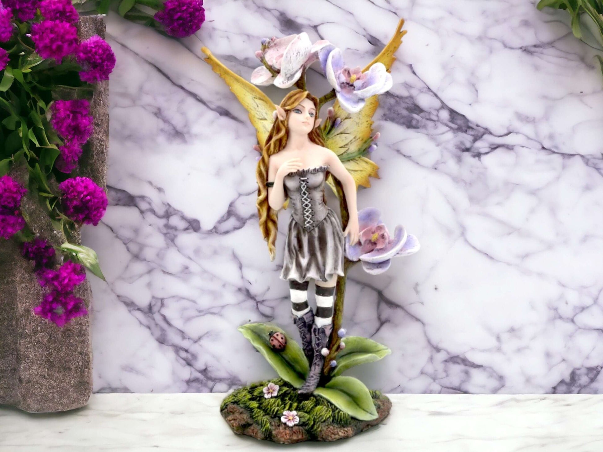 Orchid Whisper Fairy Figurine - Enchanting Floral Fairy Sculpture for Whimsical Home Decor-Osiris Craftworks