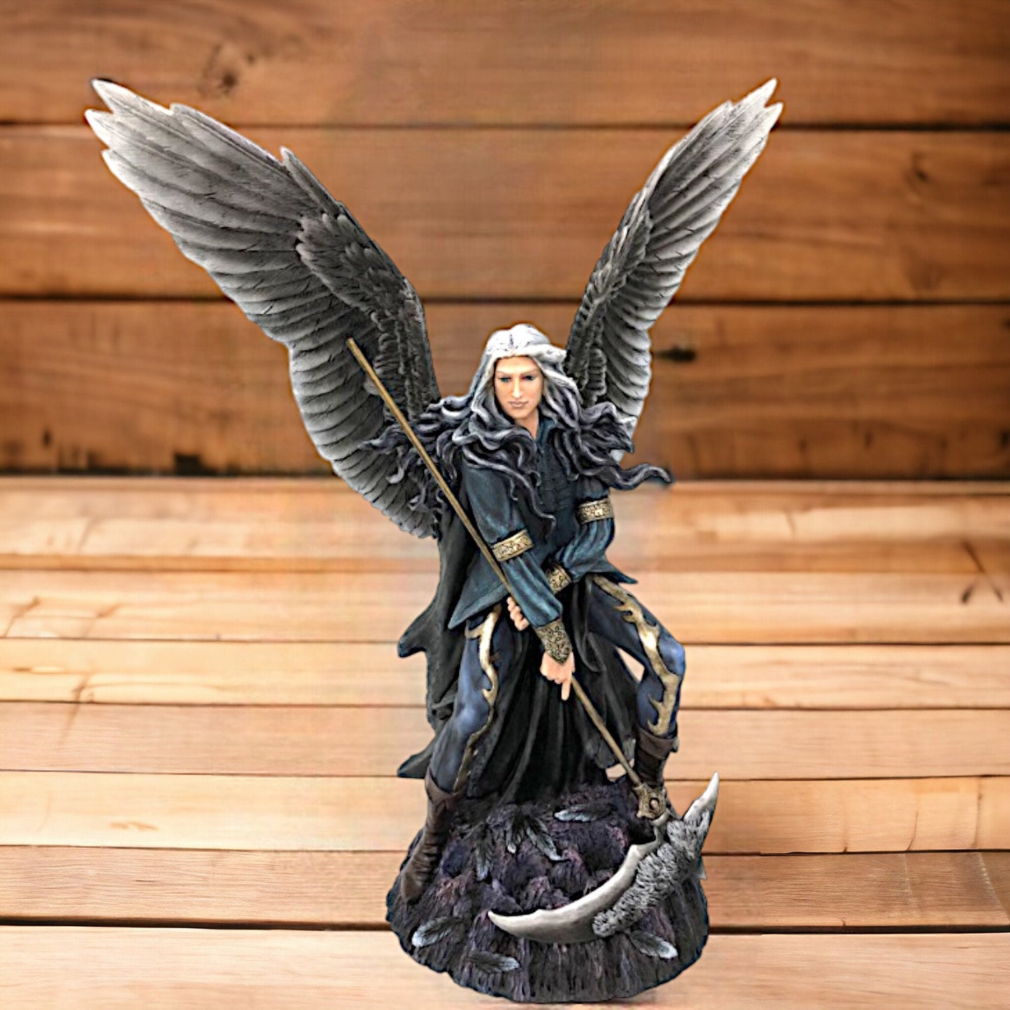 Ethereal Guardian Angel Warrior Statue - Majestic Resin Figurine with Scythe - Mythical Home Decor - Occult Collection-Osiris Craftworks